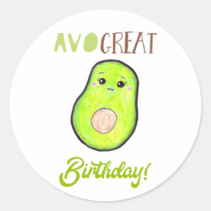 Sticker Rond Avo grand anniversaire kawaii à la main avocat mig