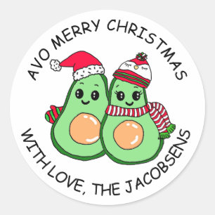 Sticker Rond Avo Joyeux Noël Avocado Humour vacances