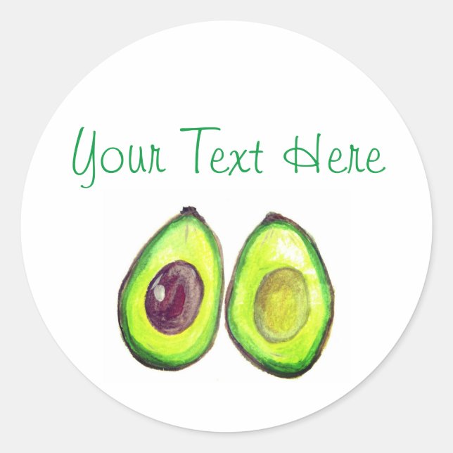 Sticker Rond Avocado Humour Texte Vegan Food Fruit sain Classi (Devant)