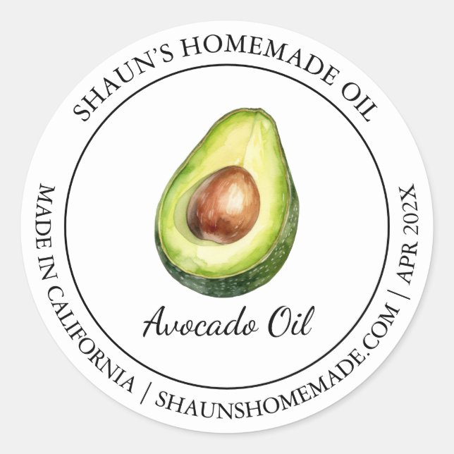 Sticker Rond Avocado Oil Modern label (Devant)