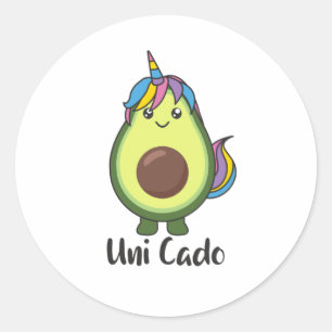 Sticker Rond Avocado Unicorn Funny Avocados Unicorns Uni Cado