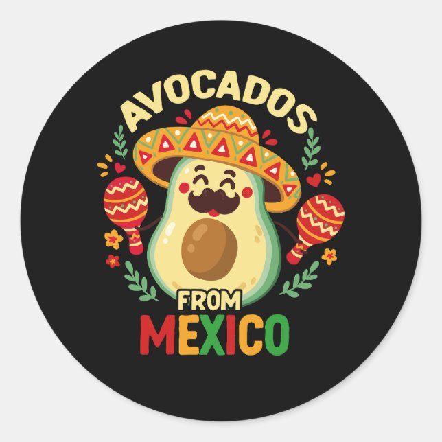 Sticker Rond Avocados Du Mexique Drapeau de la Fête mexicaine C (Devant)