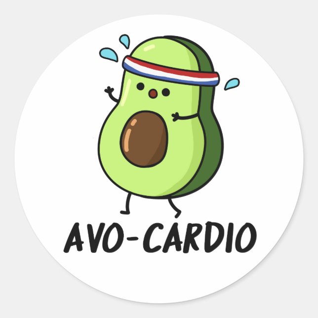 Sticker Rond Avocardio Funny Excercise Avocado (Devant)