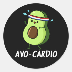 Sticker Rond Avocardio Funny Excercise Avocado Pun Dark BG