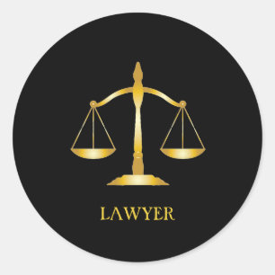 Sticker Rond Avocat à l'échelle d'or de la justice sur R Classi