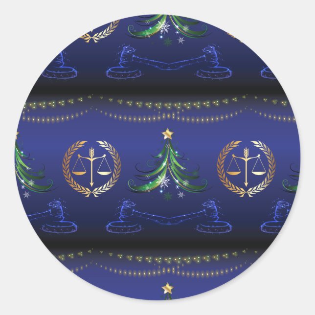 Sticker Rond Avocat Arbre de Noël Élégant (Devant)