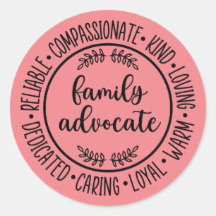 Sticker Rond Avocat de la famille, Avocat de l'enfance, Avocat 
