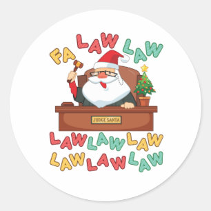 Sticker Rond Avocat en Droit Fa Christmas Père Noël Juge