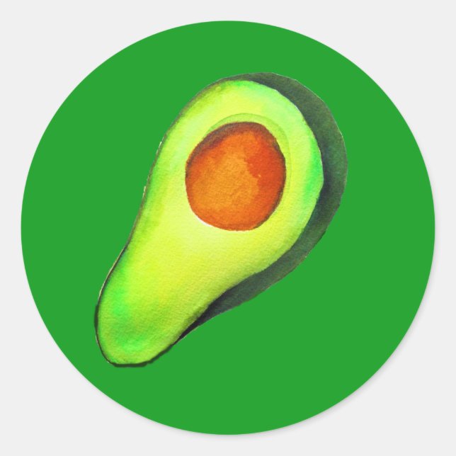 Sticker Rond Avocat vert addict art mignon (Devant)
