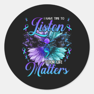Sticker Rond Avoir le temps d'écouter la sensibilisation à la p