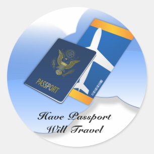 Sticker Rond Avoir un passeport, voyager
