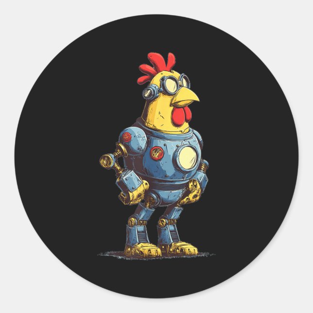 Sticker Rond Awesome Chicken Robot For Future Animals Lovers  (Devant)