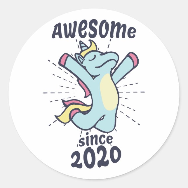 Sticker Rond Awesome depuis 2020 - Anniversaire de enfant Unico (Devant)