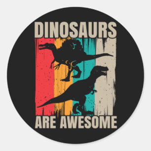 Sticker Rond Awesome Dinosaures Garçons Filles Spinosaurus Tre