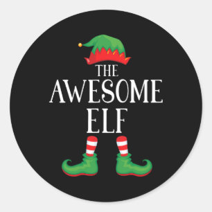 Sticker Rond Awesome Elf Matching Group Xmas Funny Family Chris