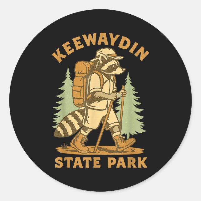 Sticker Rond Awesome Keewaydin State Park, Ny Hiking Racoon Hik (Devant)
