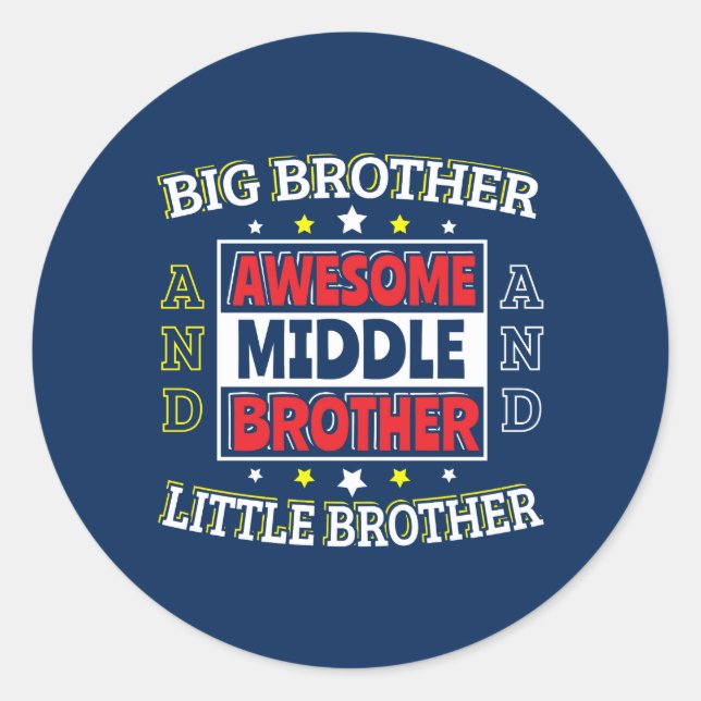 Sticker Rond Awesome Middle Brother - est grand et petit (Devant)