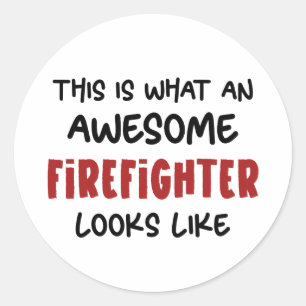 Sticker Rond Awesome pompier Funny pompier
