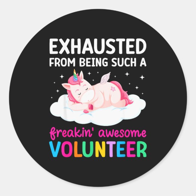 Sticker Rond Awesome Volunteer Volunteering Voluntary Worker  (Devant)