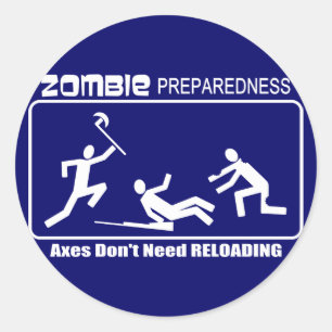 Sticker Rond Axes de préparation des zombies rechargeant la con