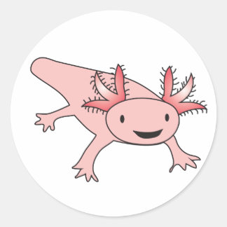 Sticker Rond Axolotl Cute Salamander