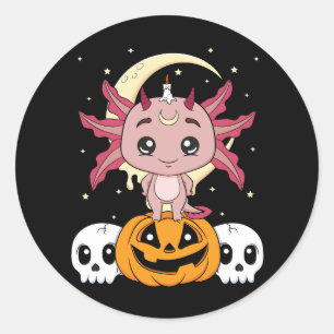 Sticker Rond axolotl d'halloween