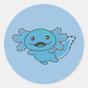 Sticker Rond Axolotl Différents Types D'Axolotls Doux Axolotl