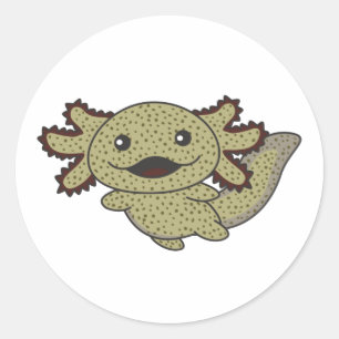 Sticker Rond Axolotl Divers Types D'Axolotls Animaux Doux Cl