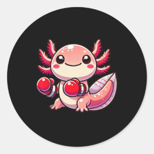 Sticker Rond Axolotl Habillé Comme Un Boxer Drôle Boxe
