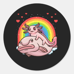 Sticker Rond Axolotl Kawaii Blobfish