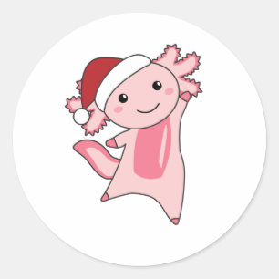 Sticker Rond Axolotl Merry Christmas Winter Animals Axolotls