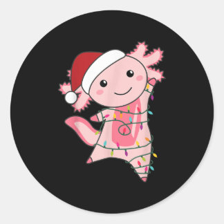 Sticker Rond Axolotl Noël Fée Lumière Noël Axolotl