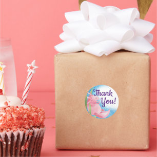 Sticker Rond Axolotl rose mignon sous la mer