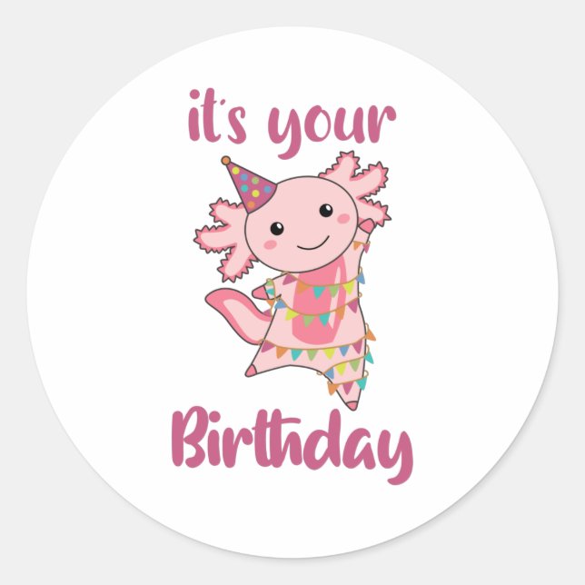 Sticker Rond Axolotl Vous Souhaite Bon Anniversaire Axolotls (Devant)