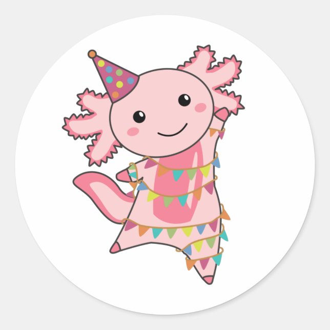 Sticker Rond Axolotl Vous Souhaite Bon Anniversaire Axolotls Cl (Devant)