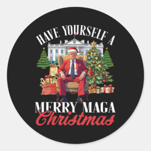 Sticker Rond Ayez un méga Noël joyeux Santa drôle T