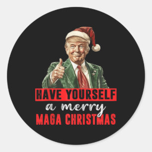 Sticker Rond Ayez-Vous Un Joyeux MAGA Noël Funny Trump C
