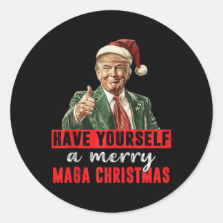 Sticker Rond Ayez-Vous Un Joyeux MAGA Noël Funny Trump C