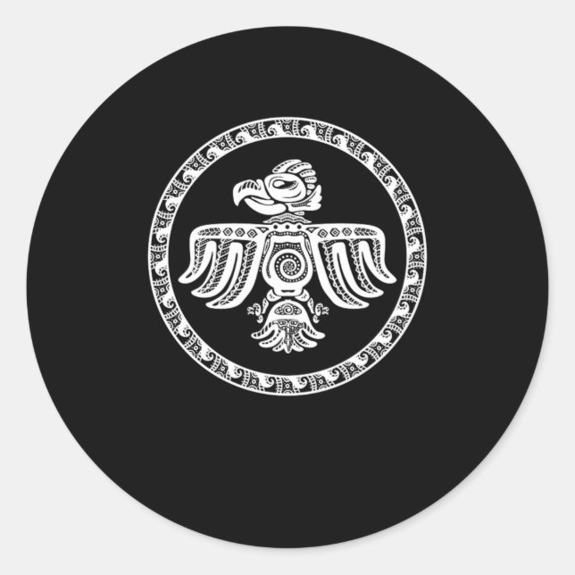 Sticker Rond Aztec Bird Maya Inca Culture Civilisation autochto (Devant)