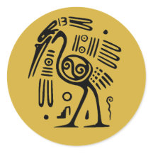 Aztec Black Heron sur Gold style mexicain