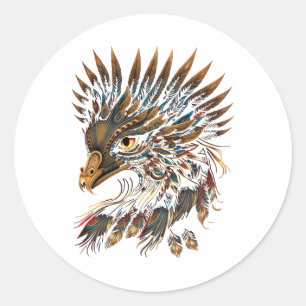 Sticker Rond Aztec Golden Eagle Azteca Art indigène mexicain