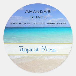 Sticker Rond Azure Blue Caribbean Tropical Beach Soap