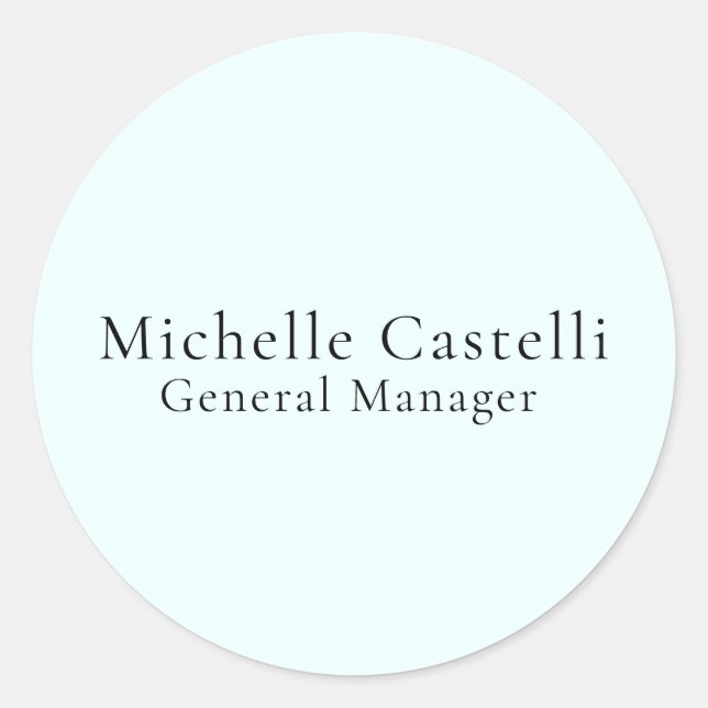 Sticker Rond Azure Blue Professional Unique Classical Simple (Devant)