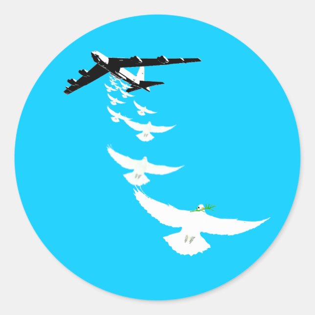 Sticker Rond B52 Bombe de colombe de paix (Devant)