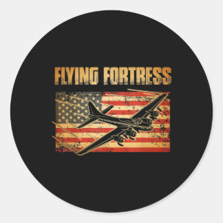 Sticker Rond B-17 Flying Fortress American Flag Patriot