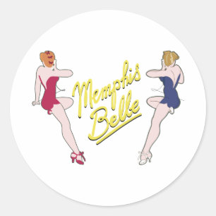 Sticker Rond B-17 Forteresse volant Memphis Belle Nez Art