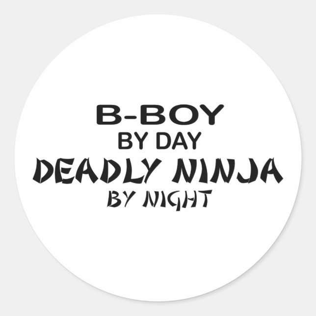 Sticker Rond B-Boy Deadly Ninja par nuit (Devant)