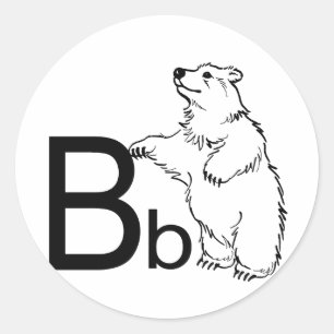Sticker Rond B est pour Ours