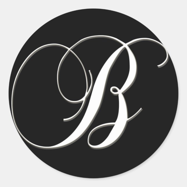 Sticker Rond B monogramme - élégant noir et blanc (Devant)