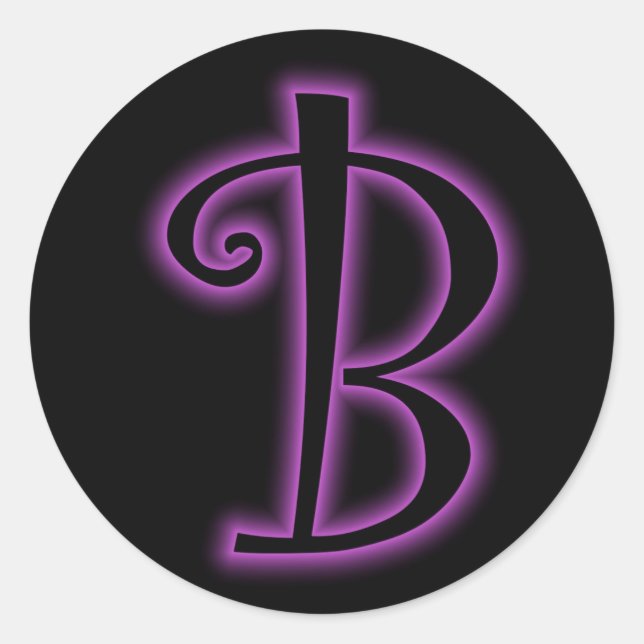 Sticker Rond B Monogramme Neon pourpre (Devant)